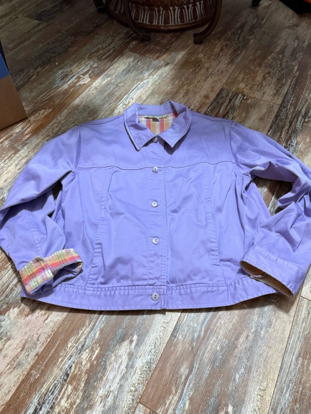 david brooks Lavender Jacket with Pink and Orange Plaid Accent